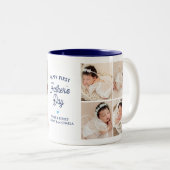 Happy First Vaderdag 8 Fotocollage & Bericht Tweekleurige Koffiemok (Voorkant rechts)