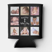 Happy First Vaderdag 8 Photo Collage Black Blikjeskoeler (Voorkant)