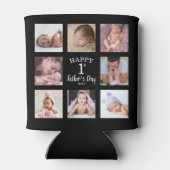 Happy First Vaderdag 8 Photo Collage Black Blikjeskoeler (Achterkant)