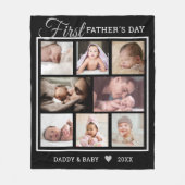 Happy First Vaderdag 8 Photo Collage Black Fleece Deken (Voorkant)