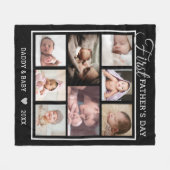 Happy First Vaderdag 8 Photo Collage Black Fleece Deken (Voorkant (Horizontaal))