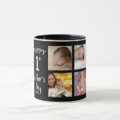 Happy First Vaderdag 8 Photo Collage Black Mok (Midden)