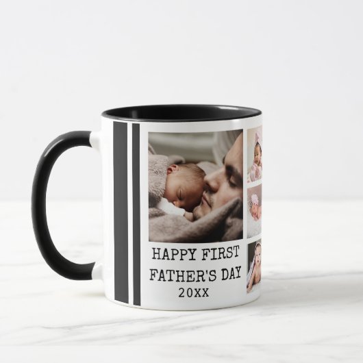Happy First Vaderdag 8 Photo Collage Black Mok (Links)