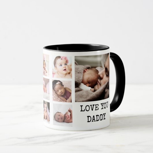 Happy First Vaderdag 8 Photo Collage Black Mok (Voorkant rechts)