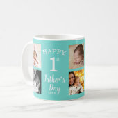 Happy First Vaderdag 8 Photo Collage Cyan Koffiemok (Voorkant links)