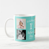 Happy First Vaderdag 8 Photo Collage Cyan Koffiemok (Links)