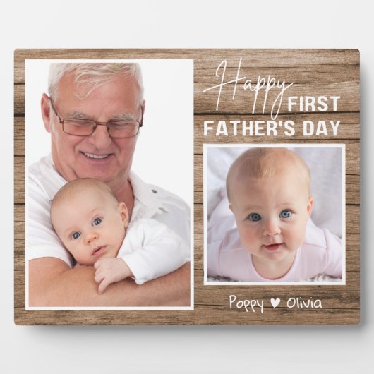 Happy First Vaderdag als oppy 2 fotohout Fotoplaat (Voorkant)