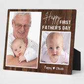 Happy First Vaderdag als Poppy Wood 2 Foto Fotoplaat (Zijkant)
