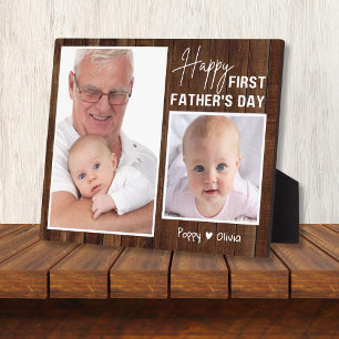 Happy First Vaderdag als Poppy Wood 2 Foto Fotoplaat