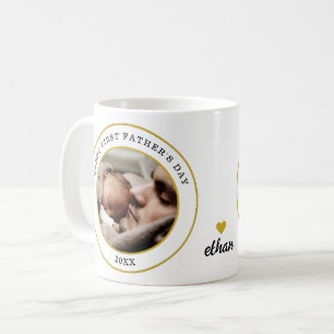 Happy First Vaderdag Baby en papa Foto Koffiemok