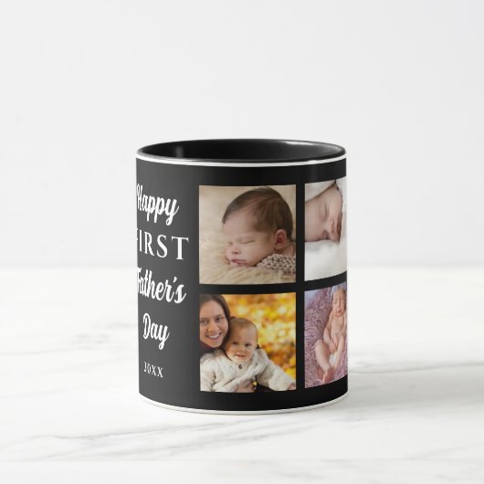 Happy First Vaderdag Black 8 Fotocollage Mok (Midden)