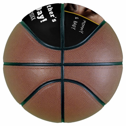 Happy First Vaderdag Black Gold Aangepaste foto   Basketbal (Rechts)