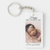 Happy First Vaderdag Dad Baby Foto  Sleutelhanger (Voorkant)