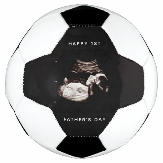 Happy First Vaderdag Dad Baby Sonogram Foto Voetbal (Voorkant)