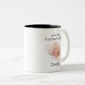 Happy First Vaderdag Daddy 2-foto Tweekleurige Koffiemok (Voorkant rechts)