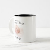 Happy First Vaderdag Daddy 2-foto Tweekleurige Koffiemok (Voorkant links)