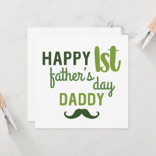 Happy First Vaderdag Daddy // Schattige Blank Kaart (Voorkant / Achterkant in situ)