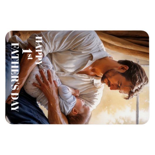 Happy First Vaderdag Foto Flexi Magnet Magneet (Horizontaal)