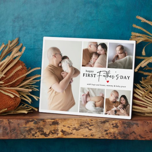Happy First Vaderdag' Fotocollage Keepsake Fotoplaat (Zijkant)