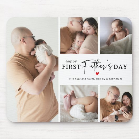Happy First Vaderdag' Fotocollage Keepsake Muismat (Voorkant)