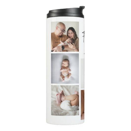 Happy First Vaderdag' Fotocollage Keepsake Thermosbeker (Gedraaid links)