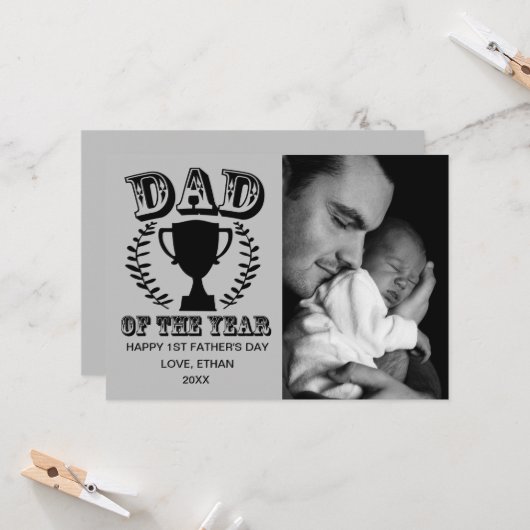 Happy First Vaderdag-fotokaart Kaart (Voorkant / Achterkant in situ)