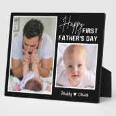Happy First Vaderdag New Dad 2 Foto Zwart Fotoplaat (Zijkant)