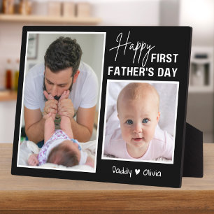 Happy First Vaderdag New Dad 2 Foto Zwart Fotoplaat