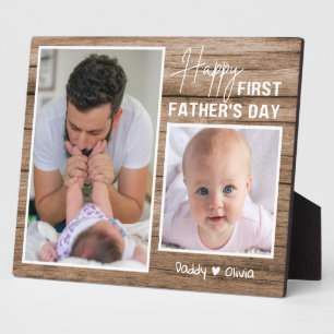 Happy First Vaderdag New Dad 2 Photo Wood Fotoplaat