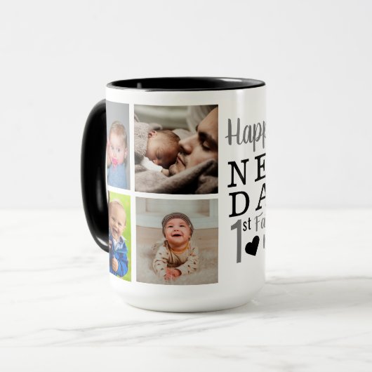 Happy First Vaderdag New Dad 5 Photo Collage   Mok (Voorkant links)