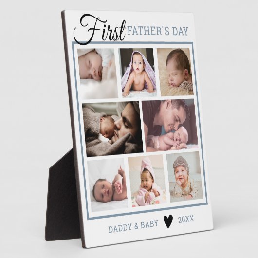 Happy First Vaderdag New Dad 8 Photo Collage Fotoplaat (Zijkant)