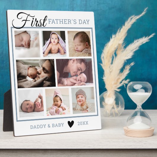 Happy First Vaderdag New Dad 8 Photo Collage Fotoplaat (Zijkant)