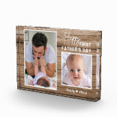 Happy First Vaderdag New Pap Wood 2 Foto (Rechts)