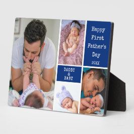 Happy First Vaderdag Nieuwe Papa 4 Fotocollage Fotoplaat