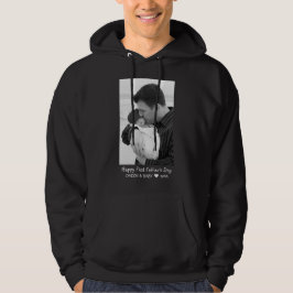 Happy First Vaderdag Nieuwe Papa Baby Foto Zwart Hoodie