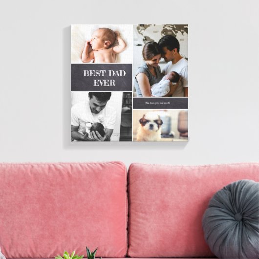 Happy First Vaderdag nieuwe vader beste vader Canvas Afdruk (Insitu (Woonkamer))