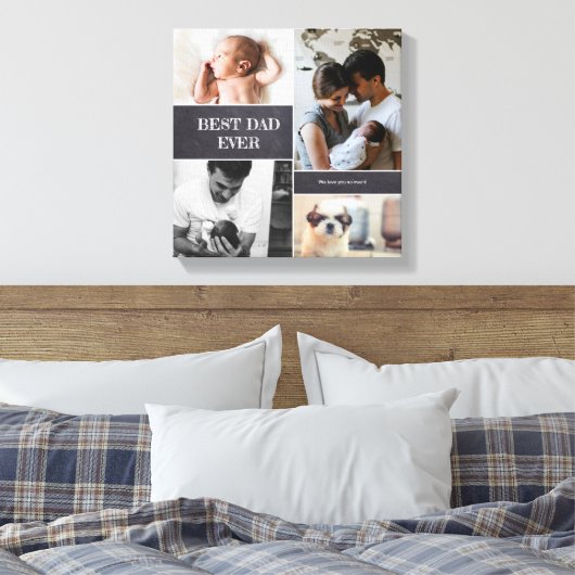 Happy First Vaderdag nieuwe vader beste vader Canvas Afdruk (Insitu (Slaapkamer))