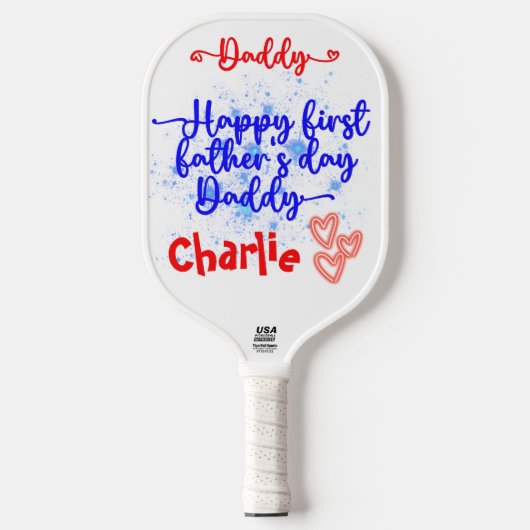 Happy First Vaderdag Papa | Pickleball Paddle (Voorkant)