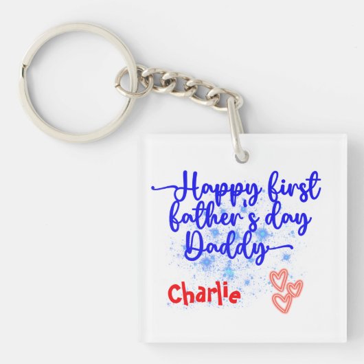 Happy First Vaderdag Papa | Sleutelhanger (Voorkant)