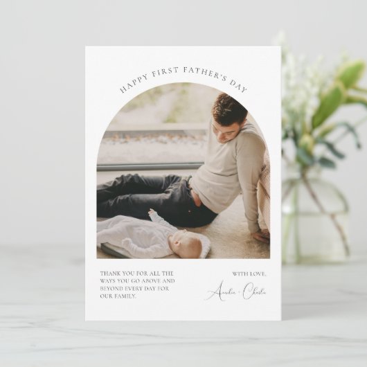 Happy First Vaderdag Photo Card Modern Kaart (Staand voorkant)