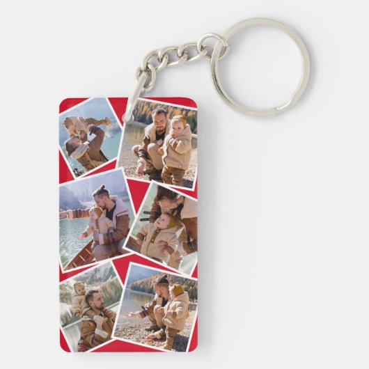 Happy First Vaderdag Photo Collage Sleutelhanger (achterkant)