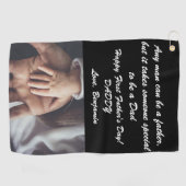 Happy First Vaderdag Quote & Custom Photo Golfhanddoek (Horizontaal)