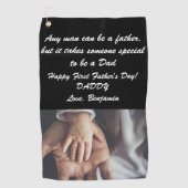 Happy First Vaderdag Quote & Custom Photo Golfhanddoek (Voorkant)