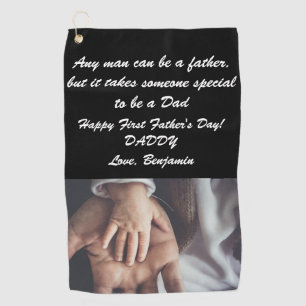 Happy First Vaderdag Quote & Custom Photo Golfhanddoek