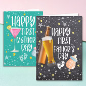 Happy First Vaderdag Schattige Modern Zwart Kaart