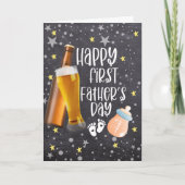 Happy First Vaderdag Schattige Modern Zwart Kaart (Voorkant)