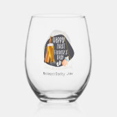 Happy First Vaderdag Schattige Speels Wijnglas Zonder Voet (Voorkant)