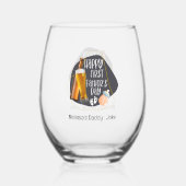 Happy First Vaderdag Schattige Speels Wijnglas Zonder Voet (Achterkant)