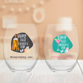 Happy First Vaderdag Schattige Speels Wijnglas Zonder Voet