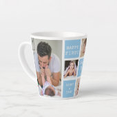 Happy First Vaderdag Sky Blue 5 Photo Collage Latte Mok (Linkerhoek)